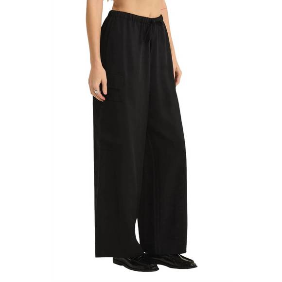 NEW Z SUPPLY renegade wide leg cargo pants in black - Picture 2 of 5